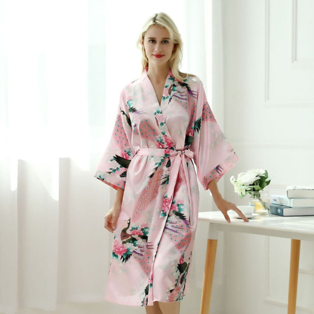 Pink Peacock Kimono | Long