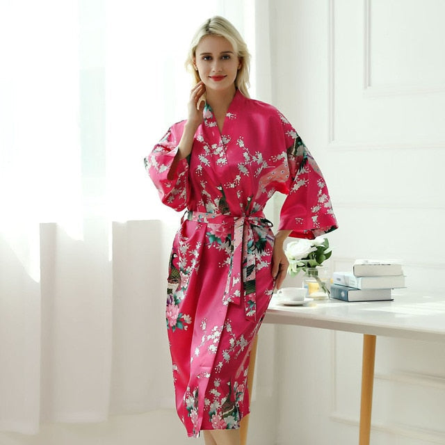 Pink Peacock Kimono | Long